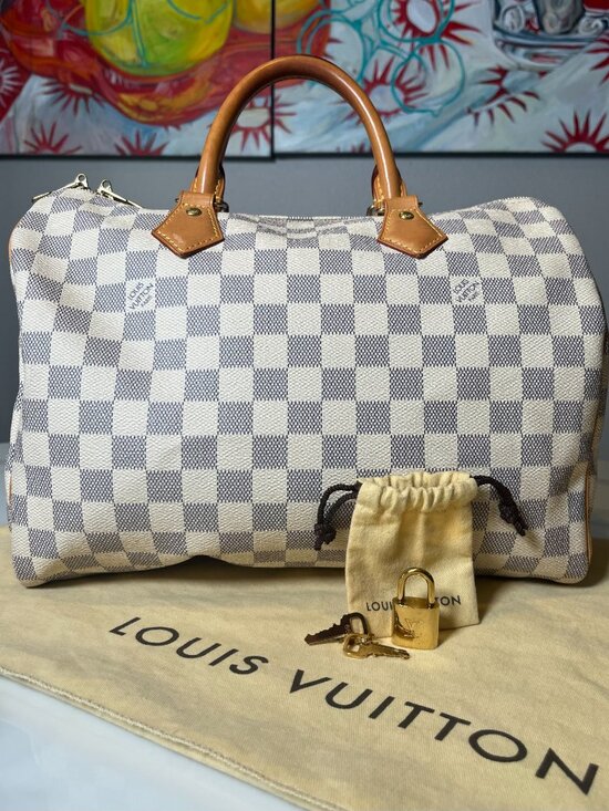 Louis Vuitton Handbags - Louis Vuitton Speedy 30 Damier Azur w/ Lock Keys & Original Dust Bag